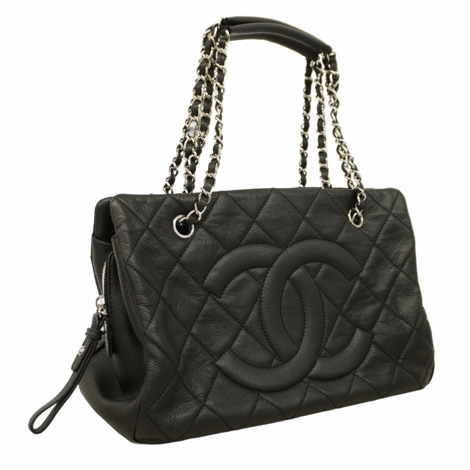 Chanel Shoulder Bag Matelasse Caviar Skin Black Women's