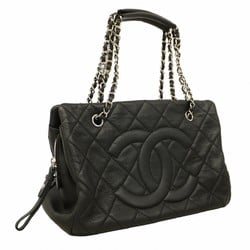 Chanel Shoulder Bag Matelasse Caviar Skin Black Women's