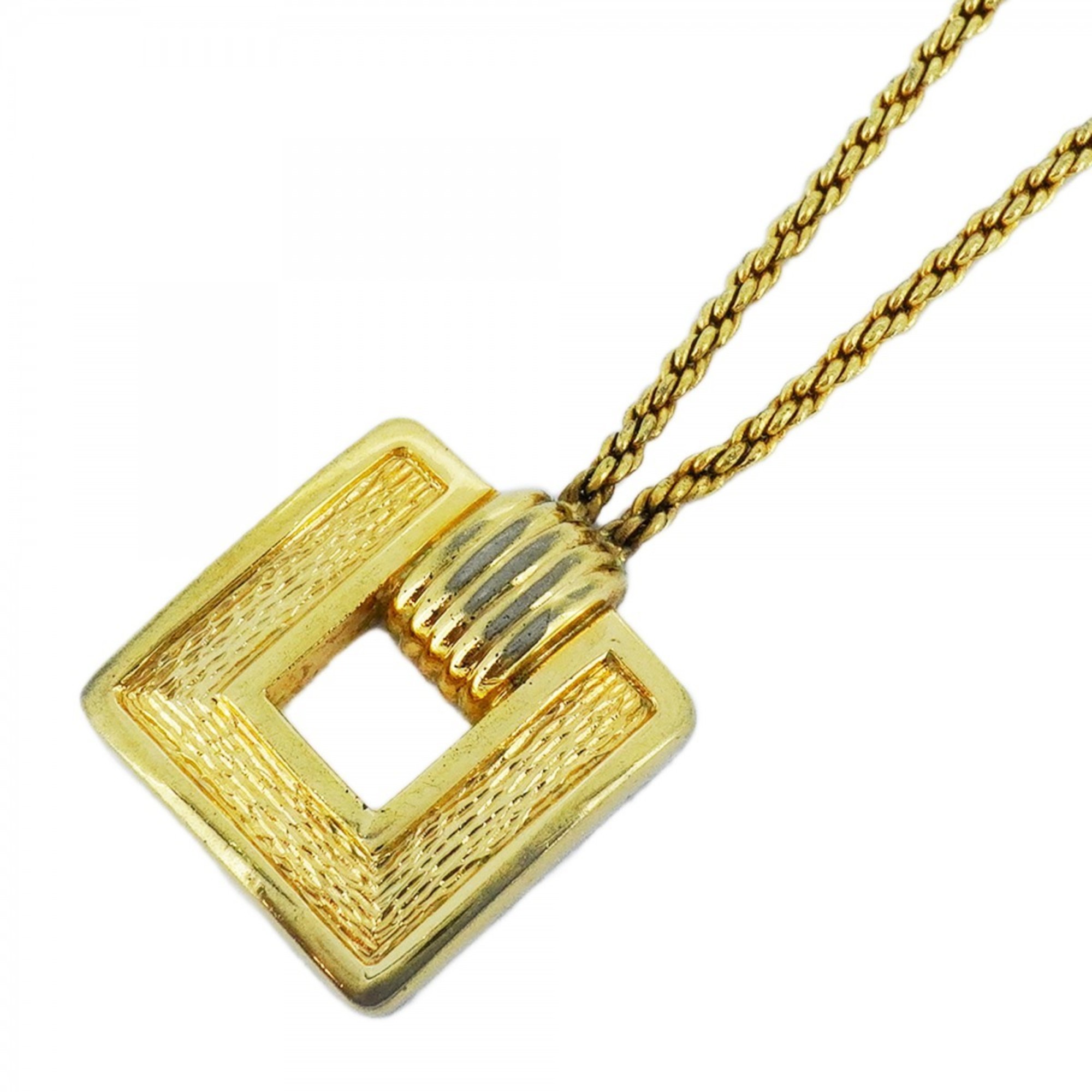 Christian Dior Necklace Square GP Plated Gold Ladies