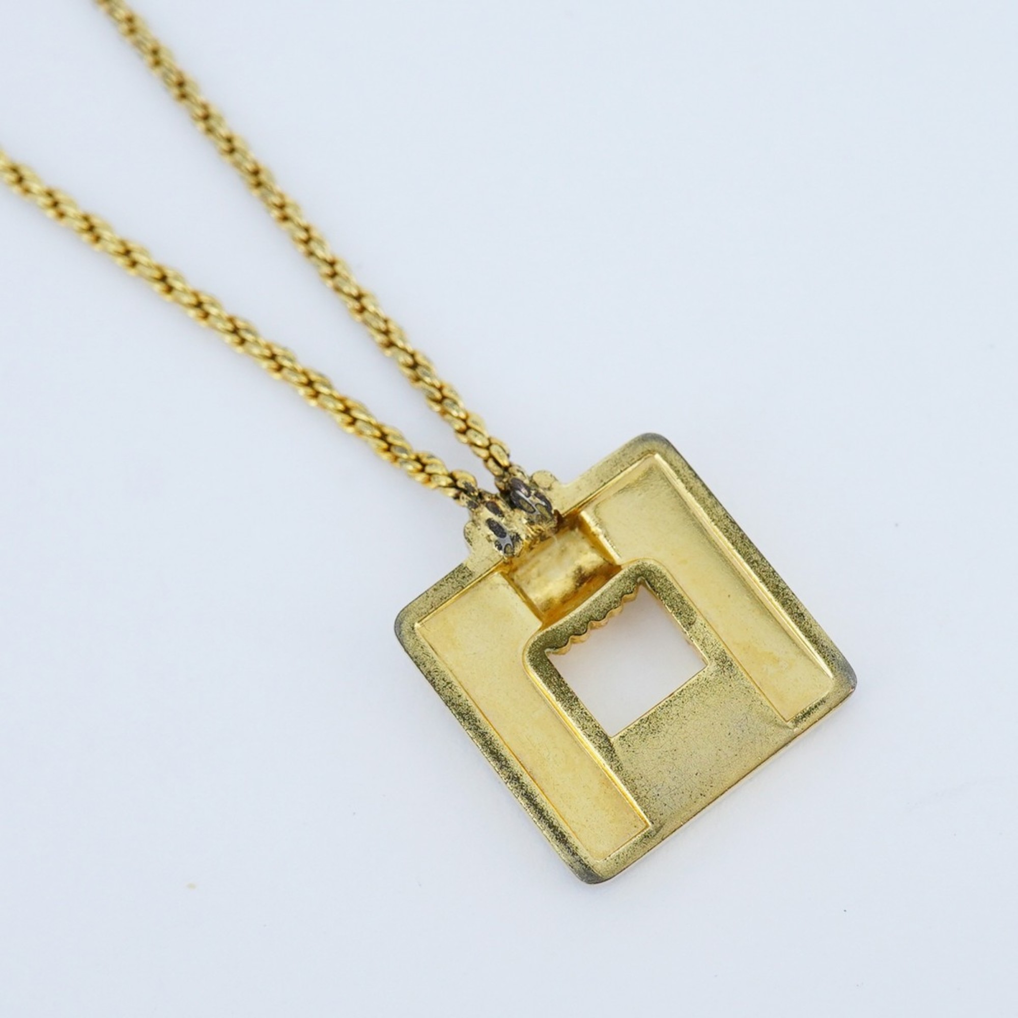 Christian Dior Necklace Square GP Plated Gold Ladies