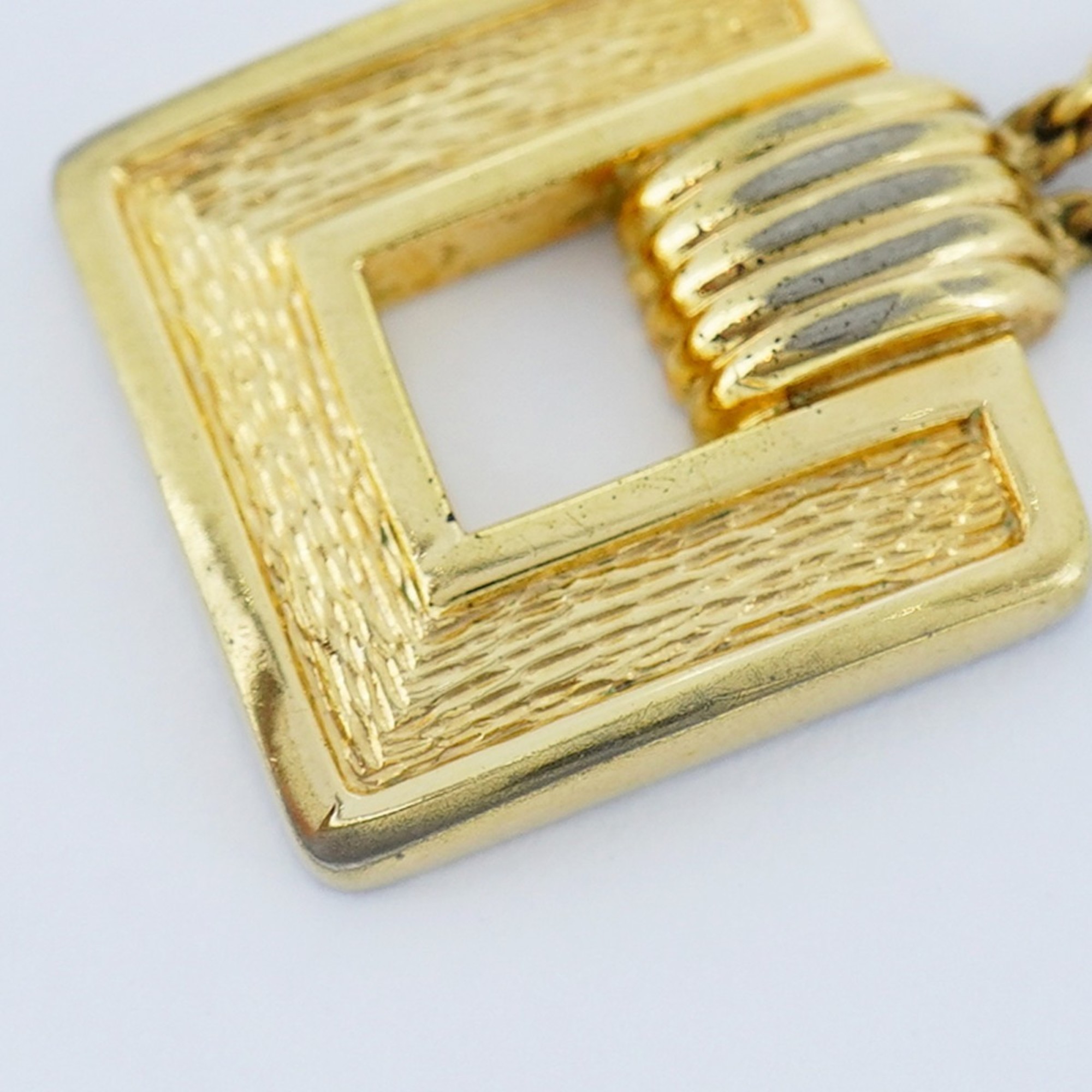 Christian Dior Necklace Square GP Plated Gold Ladies