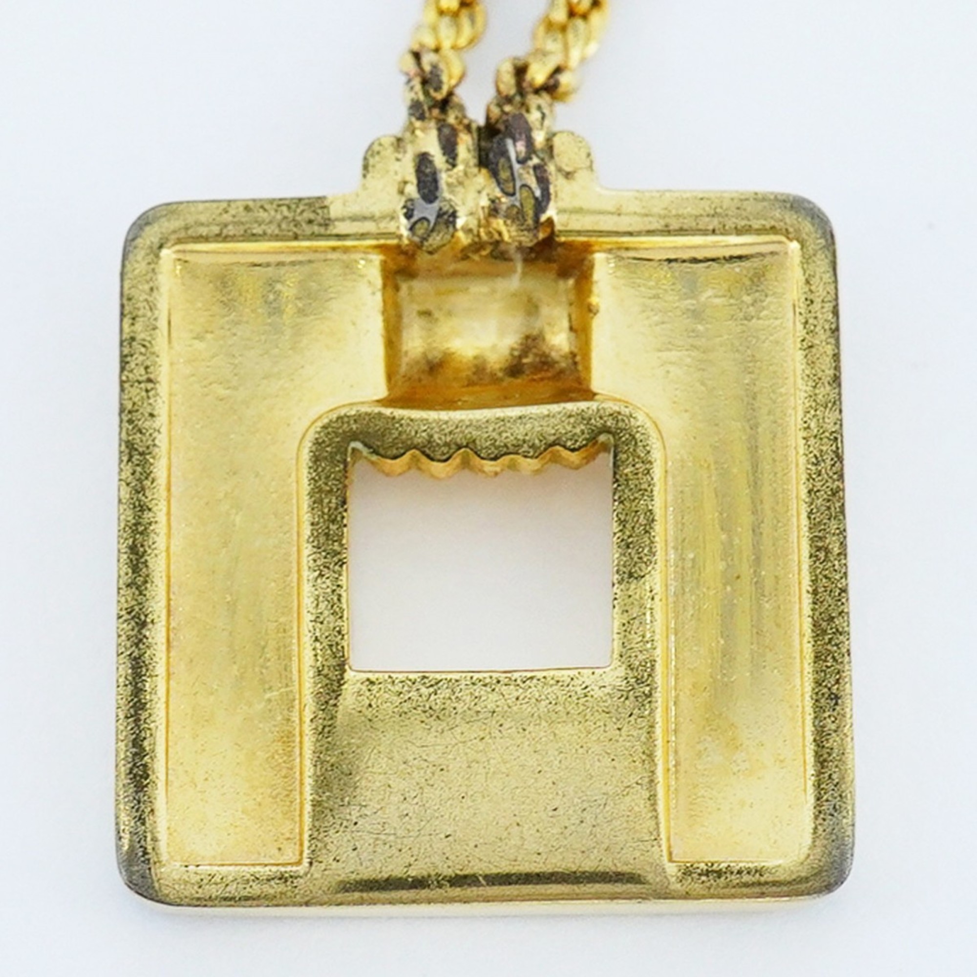 Christian Dior Necklace Square GP Plated Gold Ladies