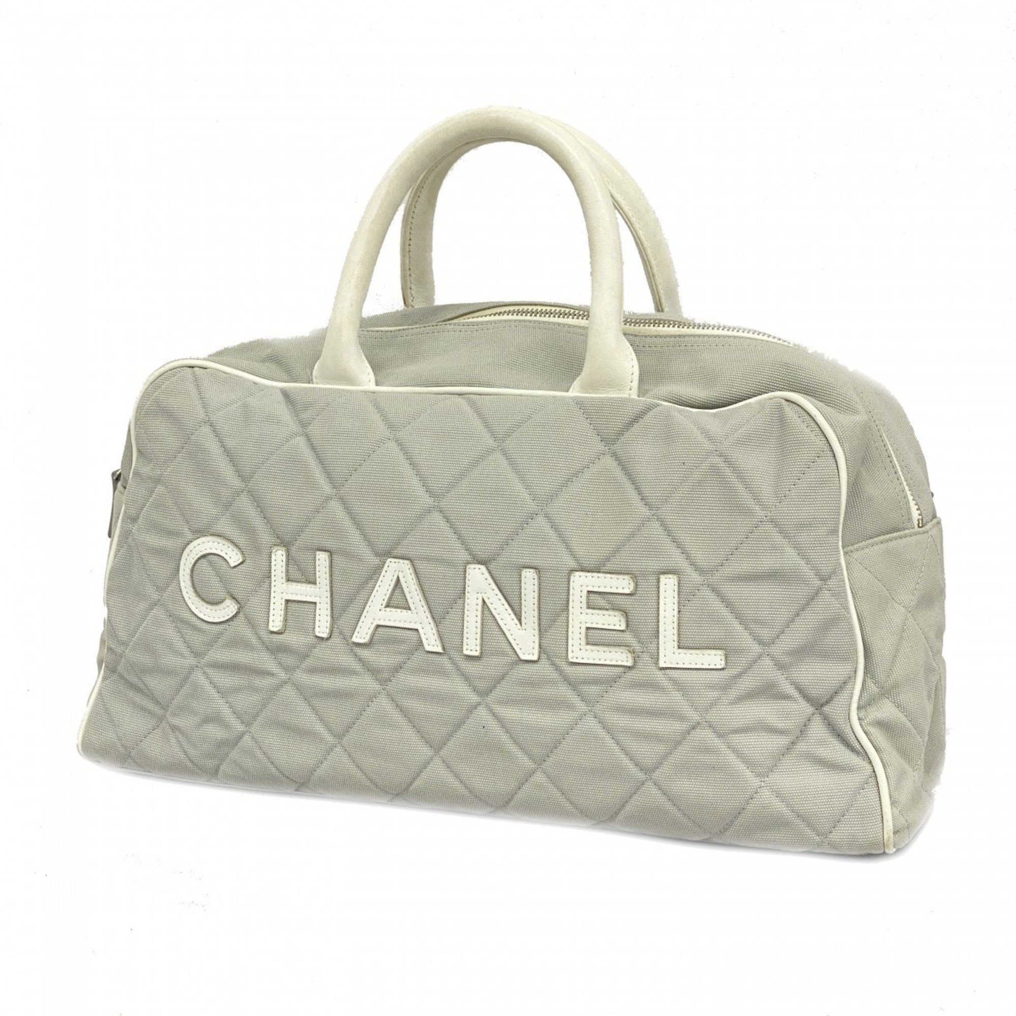 Chanel handbag sport canvas white grey ladies