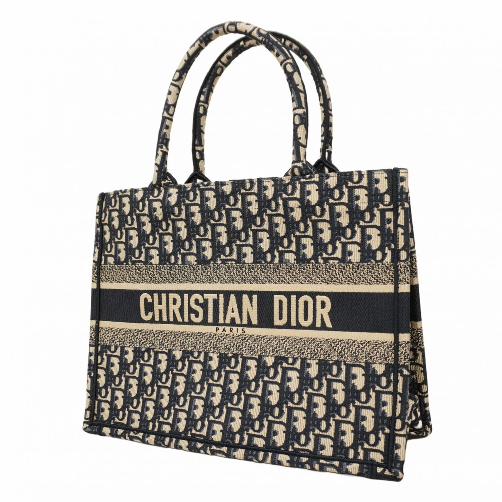 Christian Dior Tote Bag Trotter Canvas Navy Beige Women's