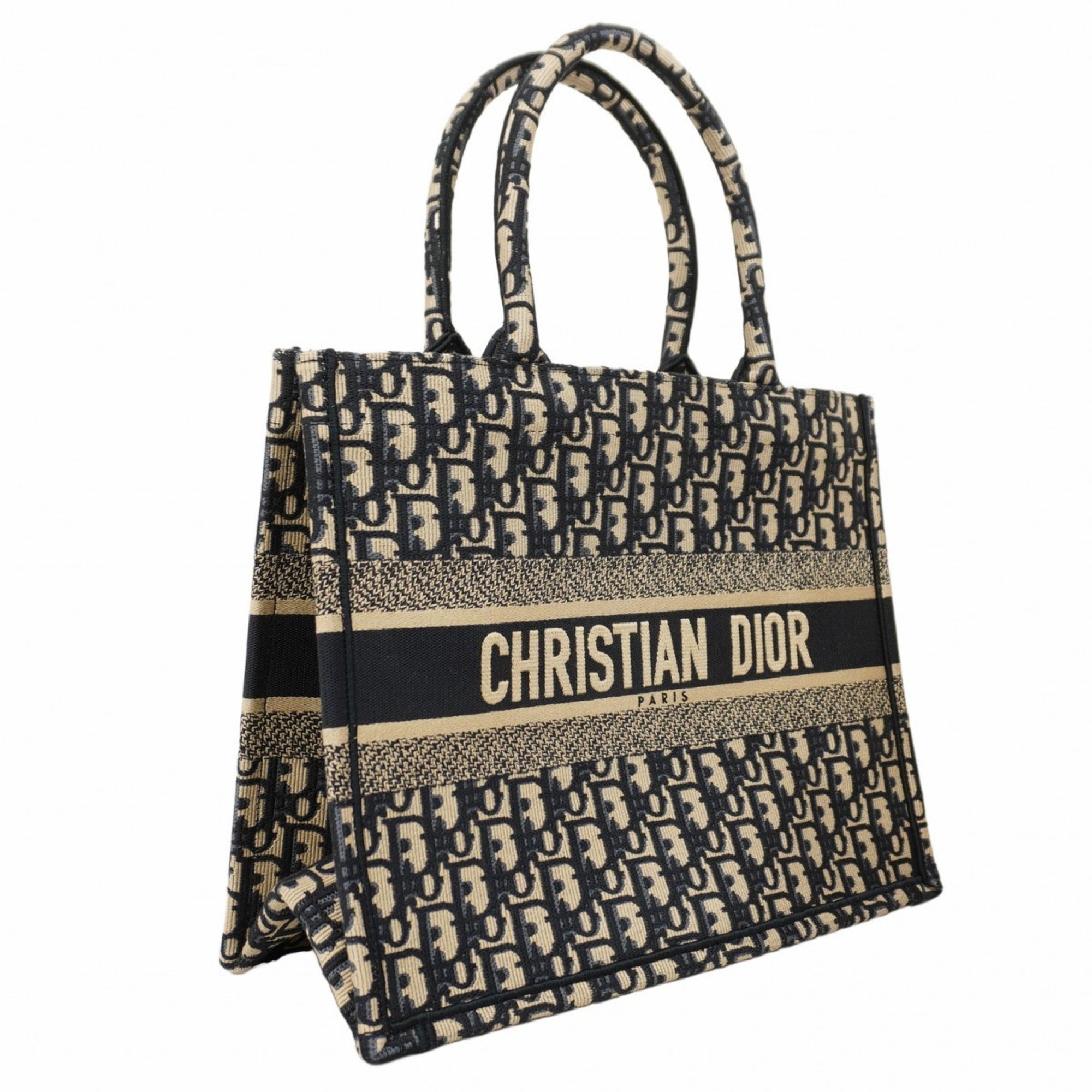 Christian Dior Tote Bag Trotter Canvas Navy Beige Women's