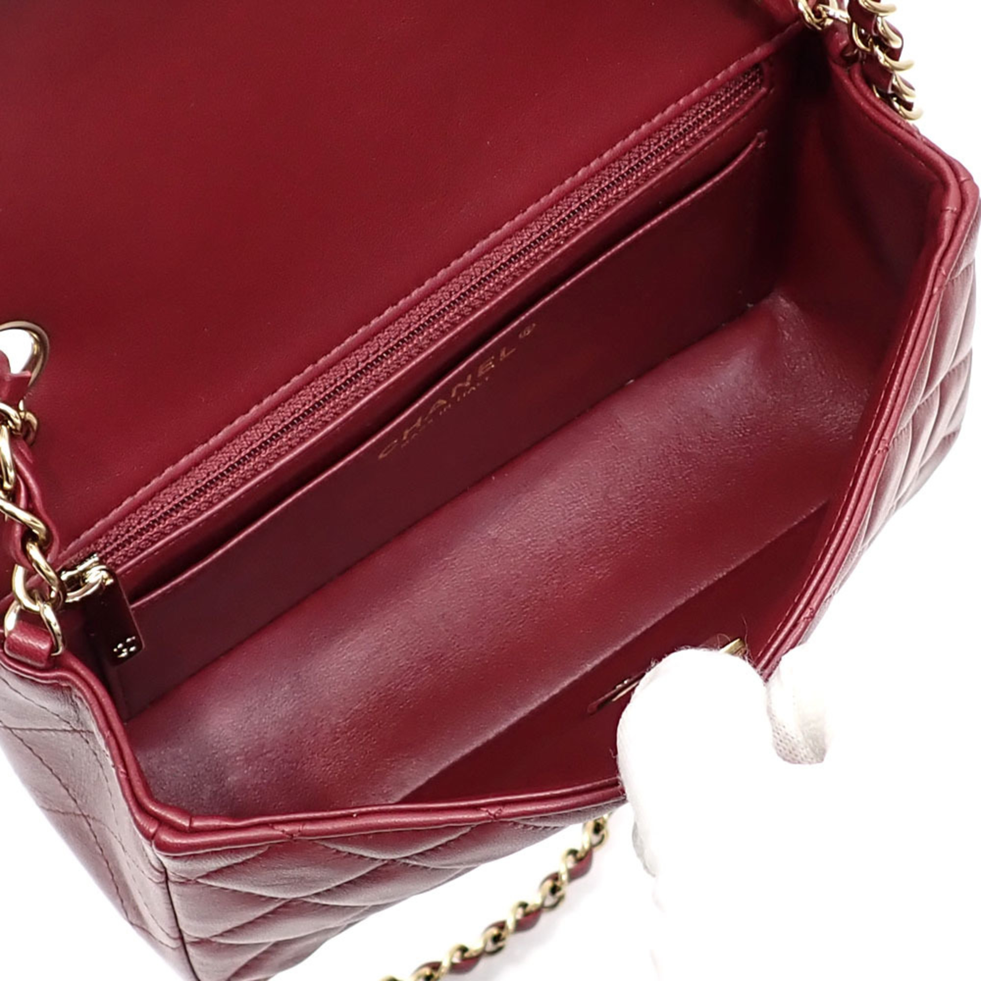 Chanel Chain Shoulder Bag Matelasse Women's Bordeaux Lambskin Coco Mark A2236122