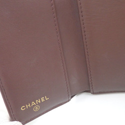 Chanel Tri-fold Wallet Matelasse Classic Small Flap Women's Black Caviar Skin B10583 Coco Mark Leather A214879