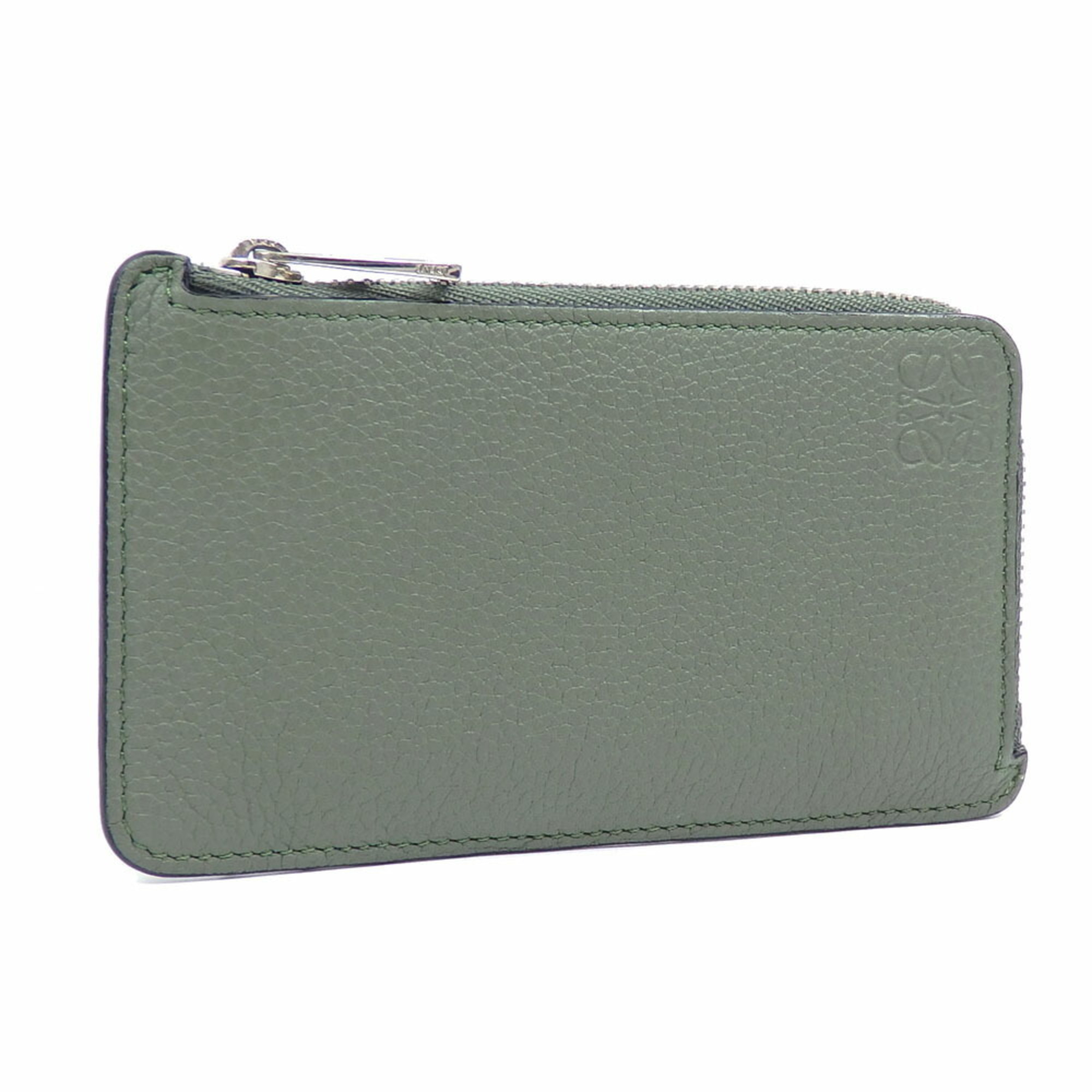 Loewe Coin Case Card Holder Men's Khaki Soft Grain Calf C660Z40X05 Purse Fragment L-Shaped A2236548