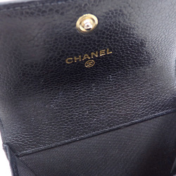 Chanel Bi-fold Coin Case Boy Women's Black Caviar Skin A84311 Coco Mark Purse Matelasse A2236146