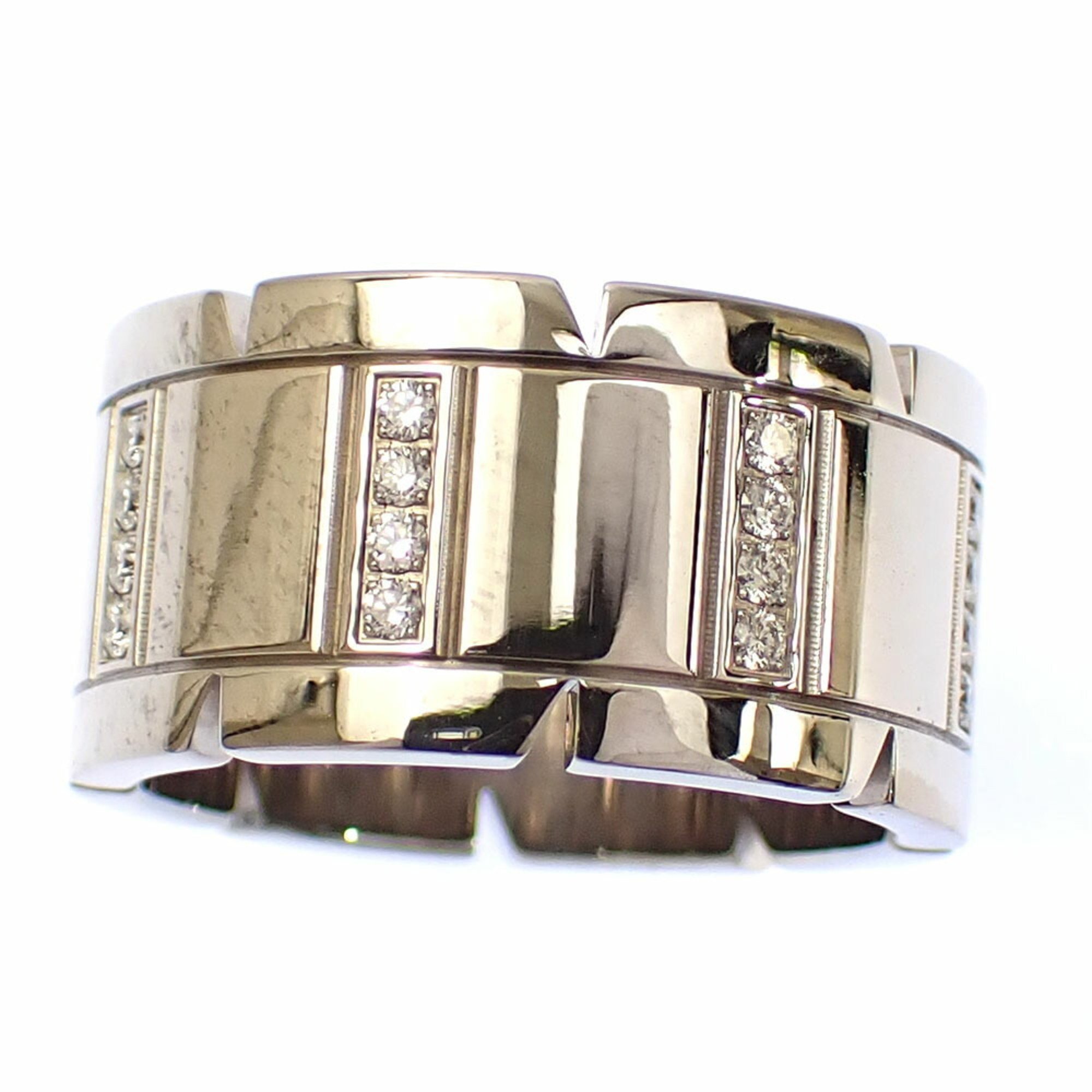 Cartier Tank Francaise Ring for Men Diamond K18WG Size 16 #56 18.7g 750 18K White Gold 043169