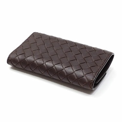 Bottega Veneta 6-ring key case, intrecciato, dark brown leather, for women, men, and holder, A2236523