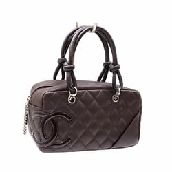 Chanel Handbag Cambon Line Bowling Bag for Women Dark Brown Orange Lambskin A29792 Coco Mark A214977