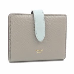 Celine Bi-fold Wallet Small Strap Women's Grey Light Blue Calfskin Leather A214772