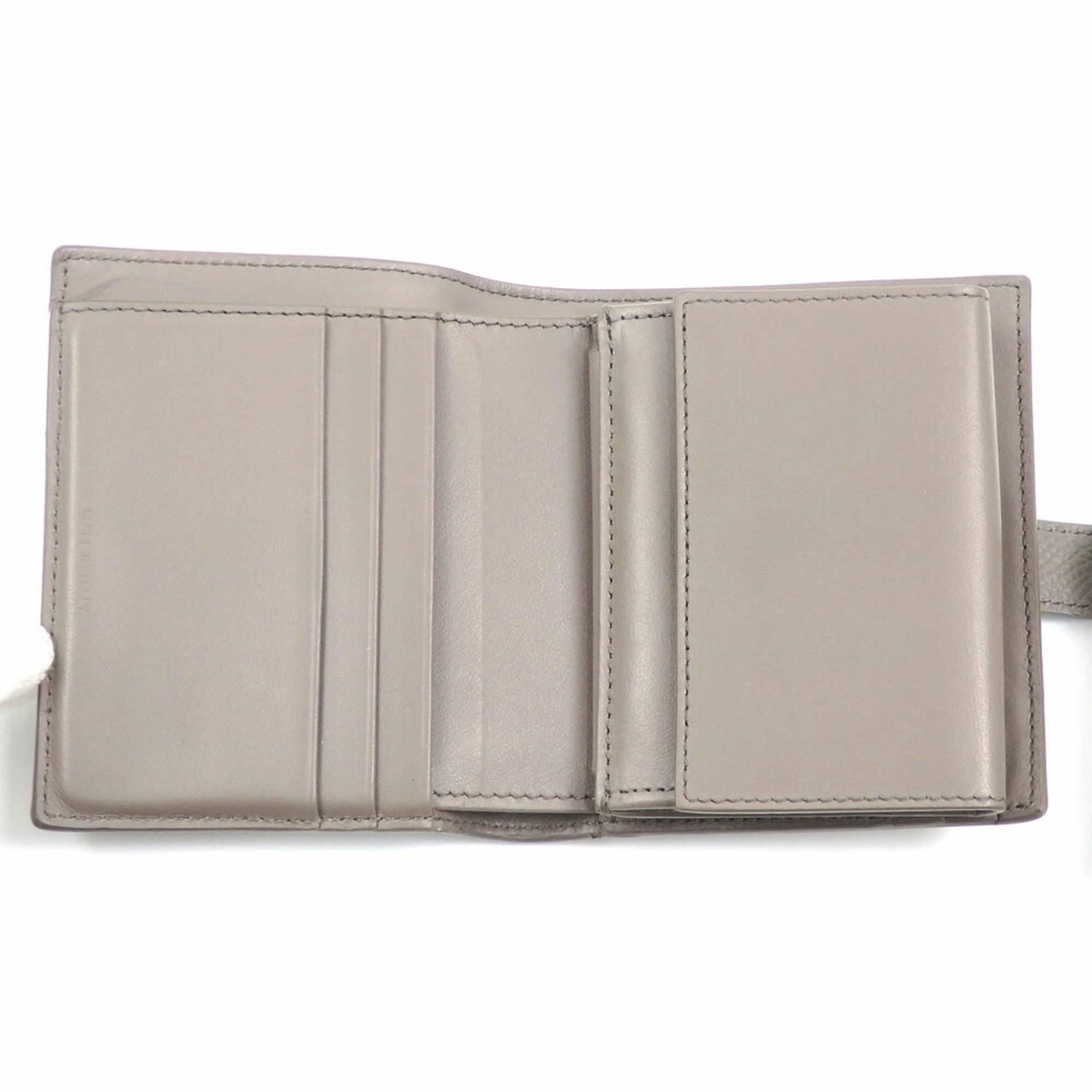 Celine Bi-fold Wallet Small Strap Women's Grey Light Blue Calfskin Leather A214772