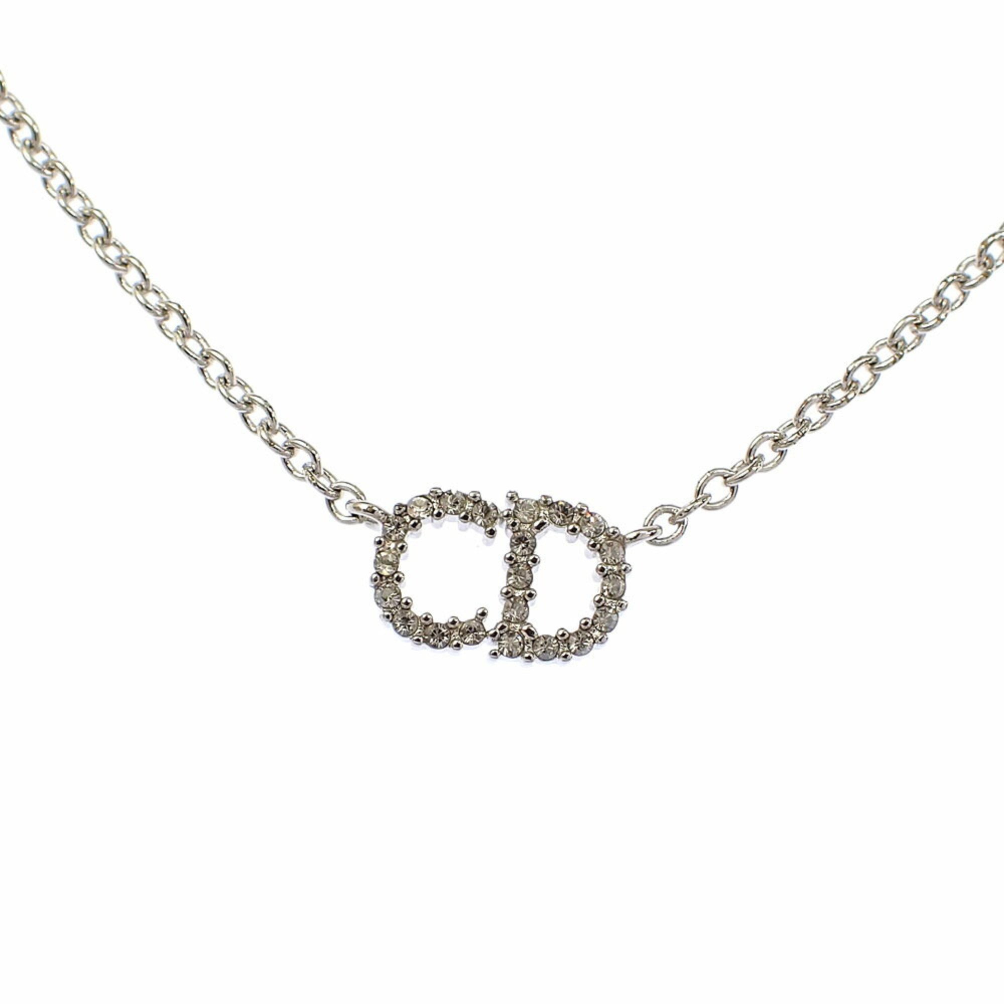 Christian Dior Dior CD Necklace for Women, Rhinestone, Metal, Silver Color, Clair Die Lune A2236522