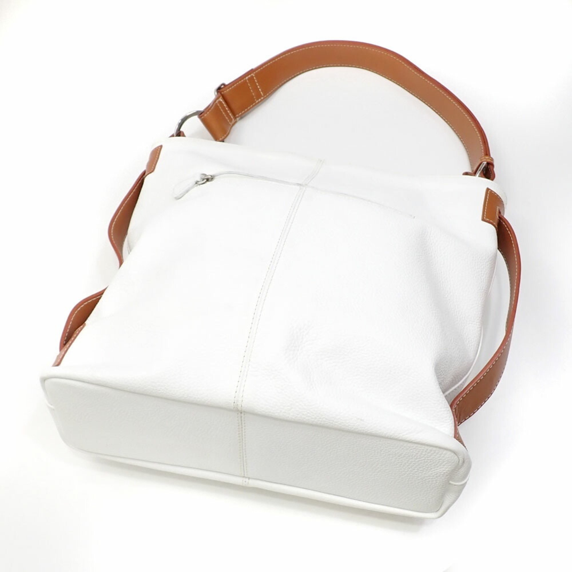 Tod's bag white brown leather ladies men unisex 043264