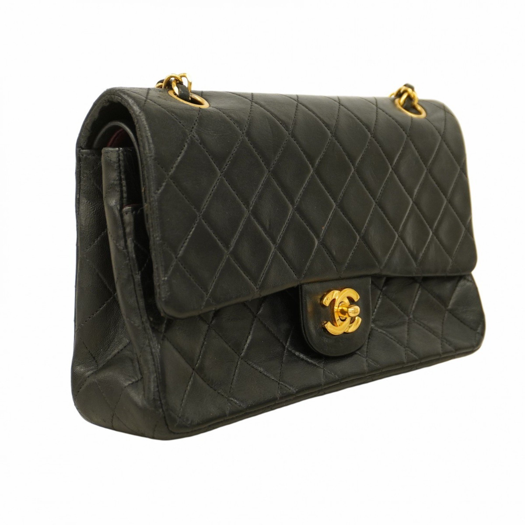 Chanel Shoulder Bag Matelasse Lambskin Black Women's