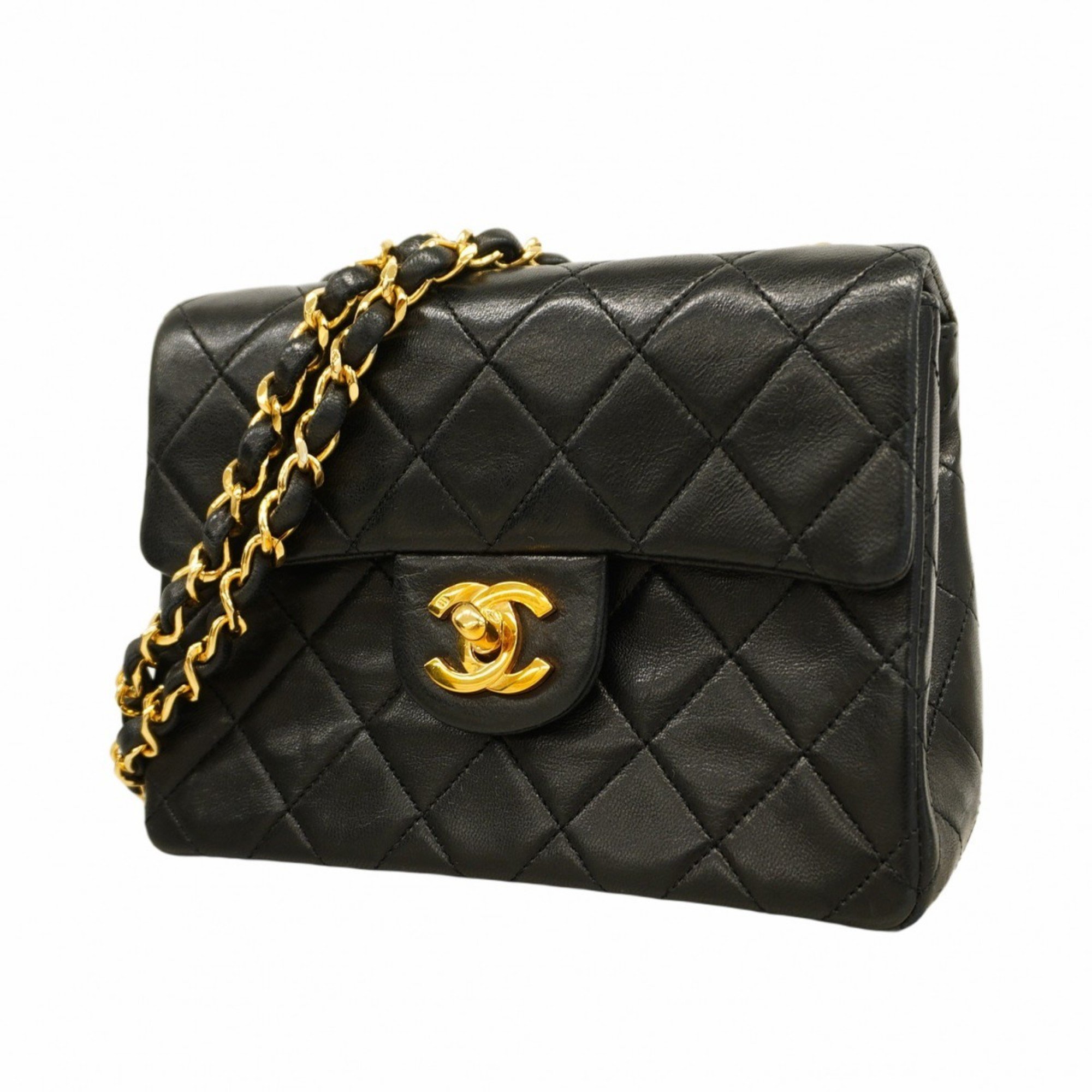 Chanel Shoulder Bag Matelasse Lambskin Black Women's