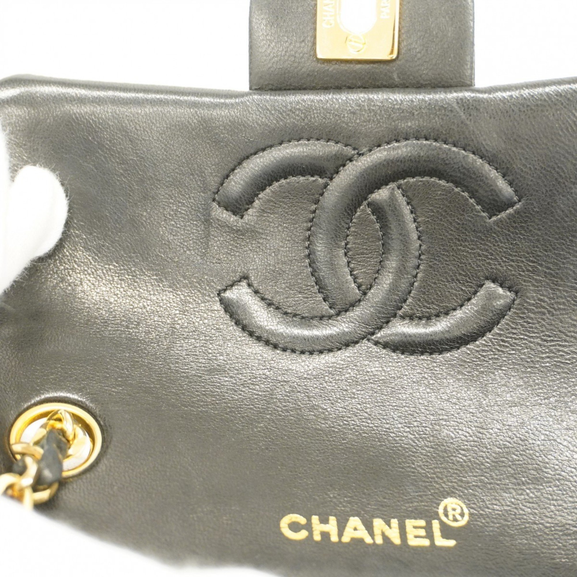 Chanel Shoulder Bag Matelasse Lambskin Black Women's