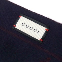 Gucci Bee & Star Scarf Men's Wool Navy Bordeaux 430583 A6048745