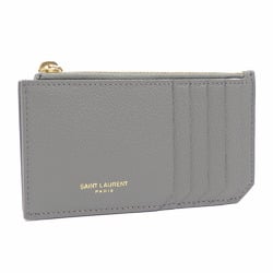 Saint Laurent Card Case Grey Leather 458583 Coin Fragment Women Men Unisex A2236612