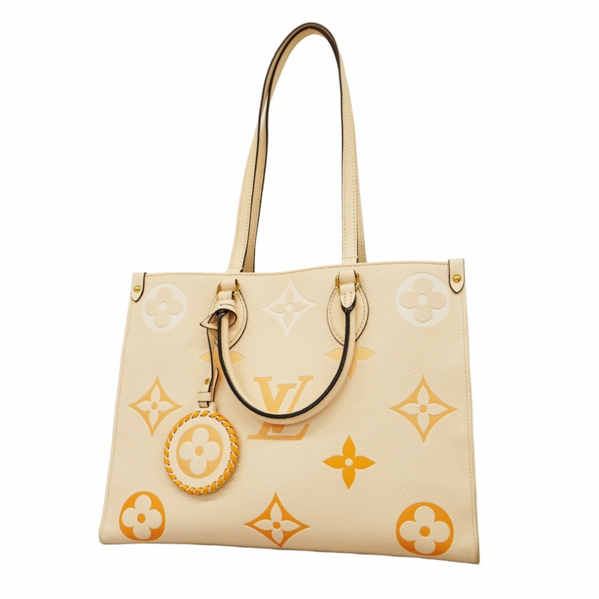 Louis Vuitton Tote Bag Monogram Empreinte On the Go MM M45717 Crème Saffron Ladies