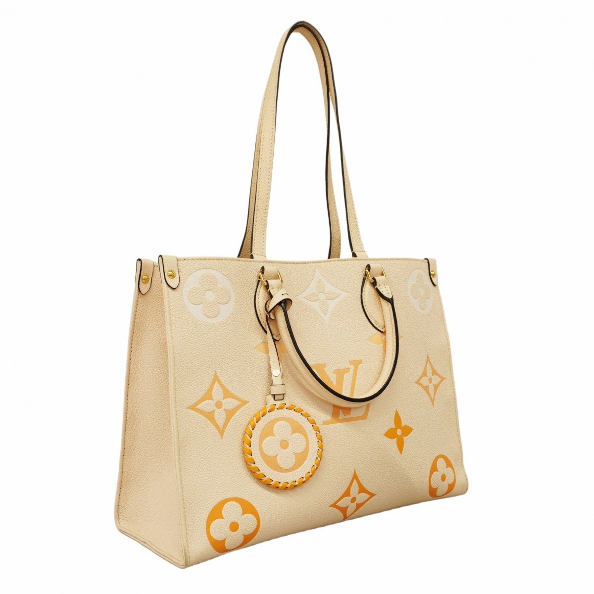 Louis Vuitton Tote Bag Monogram Empreinte On the Go MM M45717 Crème Saffron Ladies