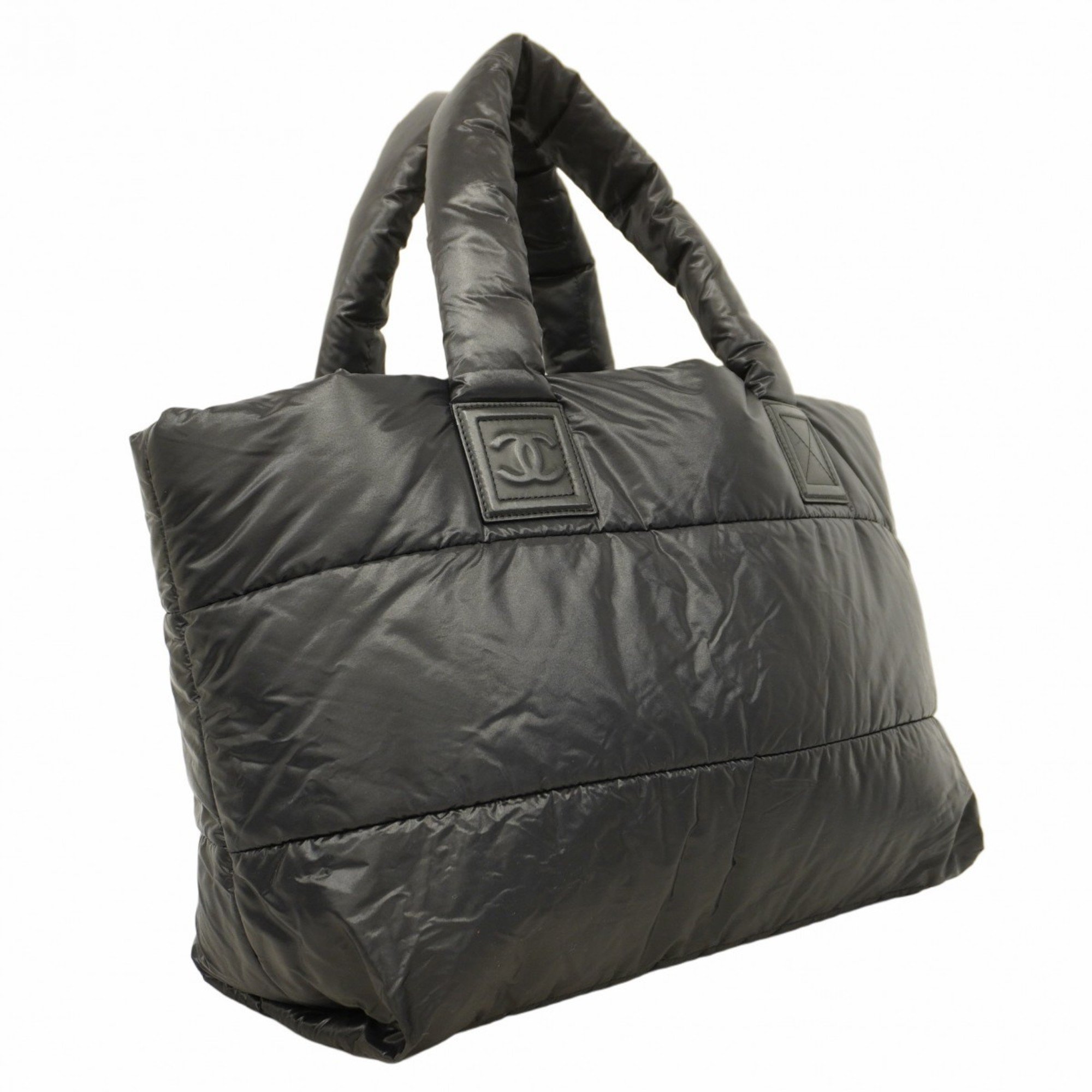 Chanel Tote Bag Coco Cocoon Nylon Black Women's