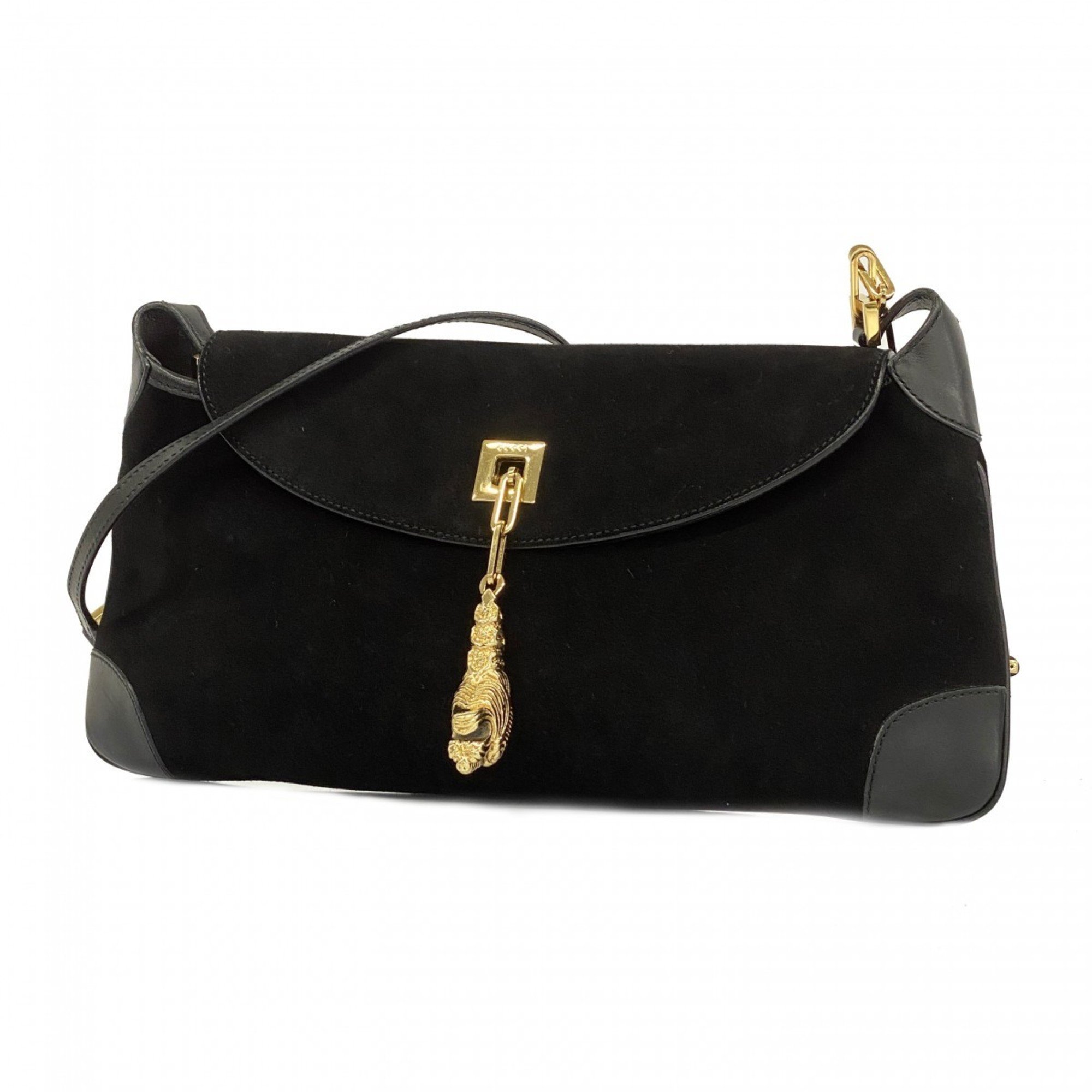 Gucci Shoulder Bag 001 4113 Suede Black Women's