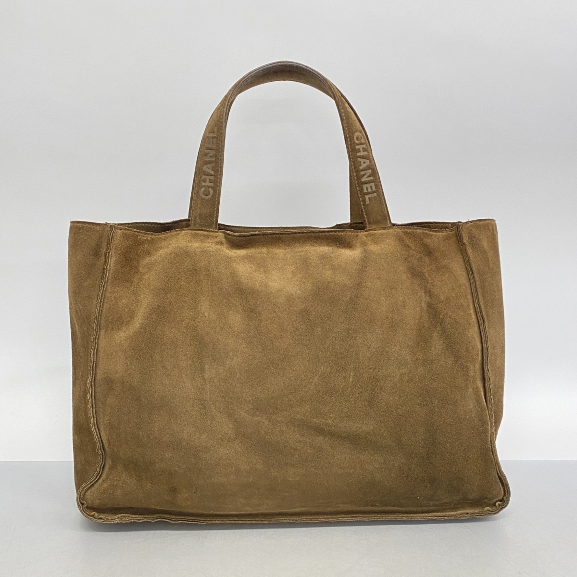 Chanel Tote Bag Suede Brown Ladies