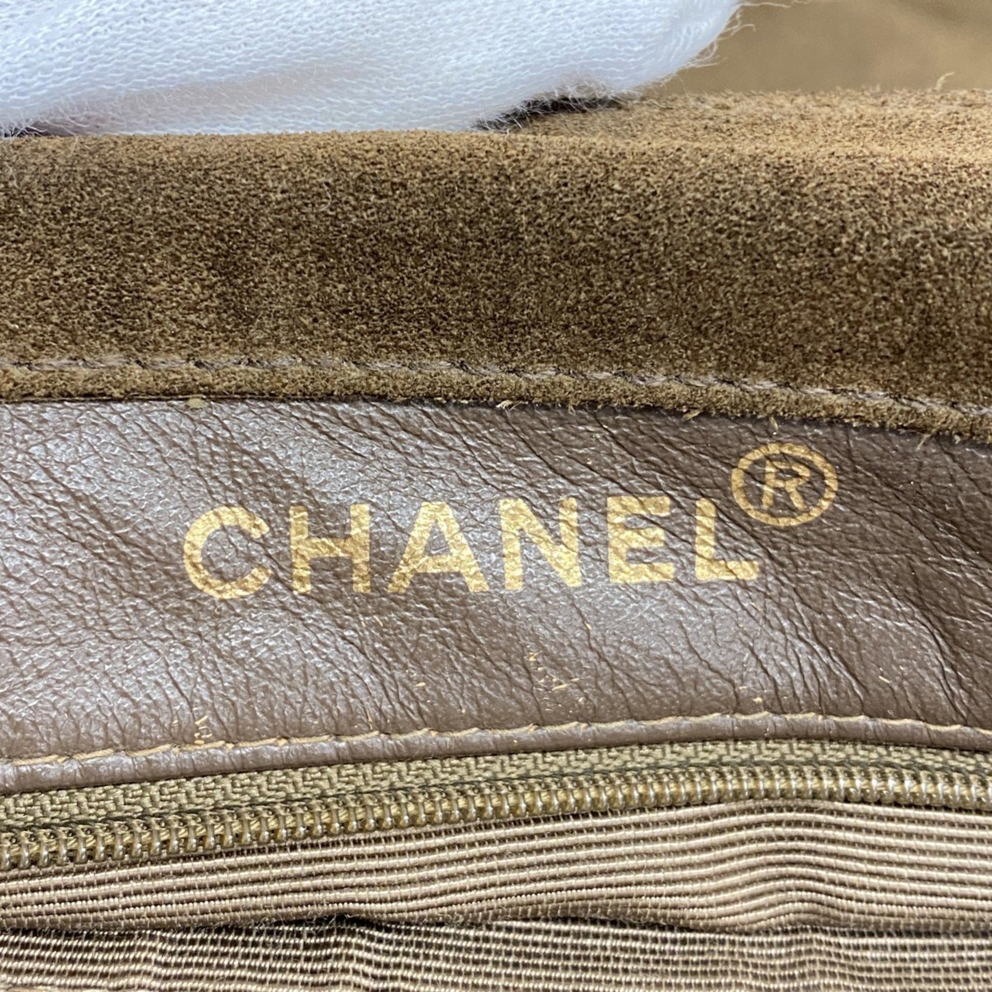 Chanel Tote Bag Suede Brown Ladies