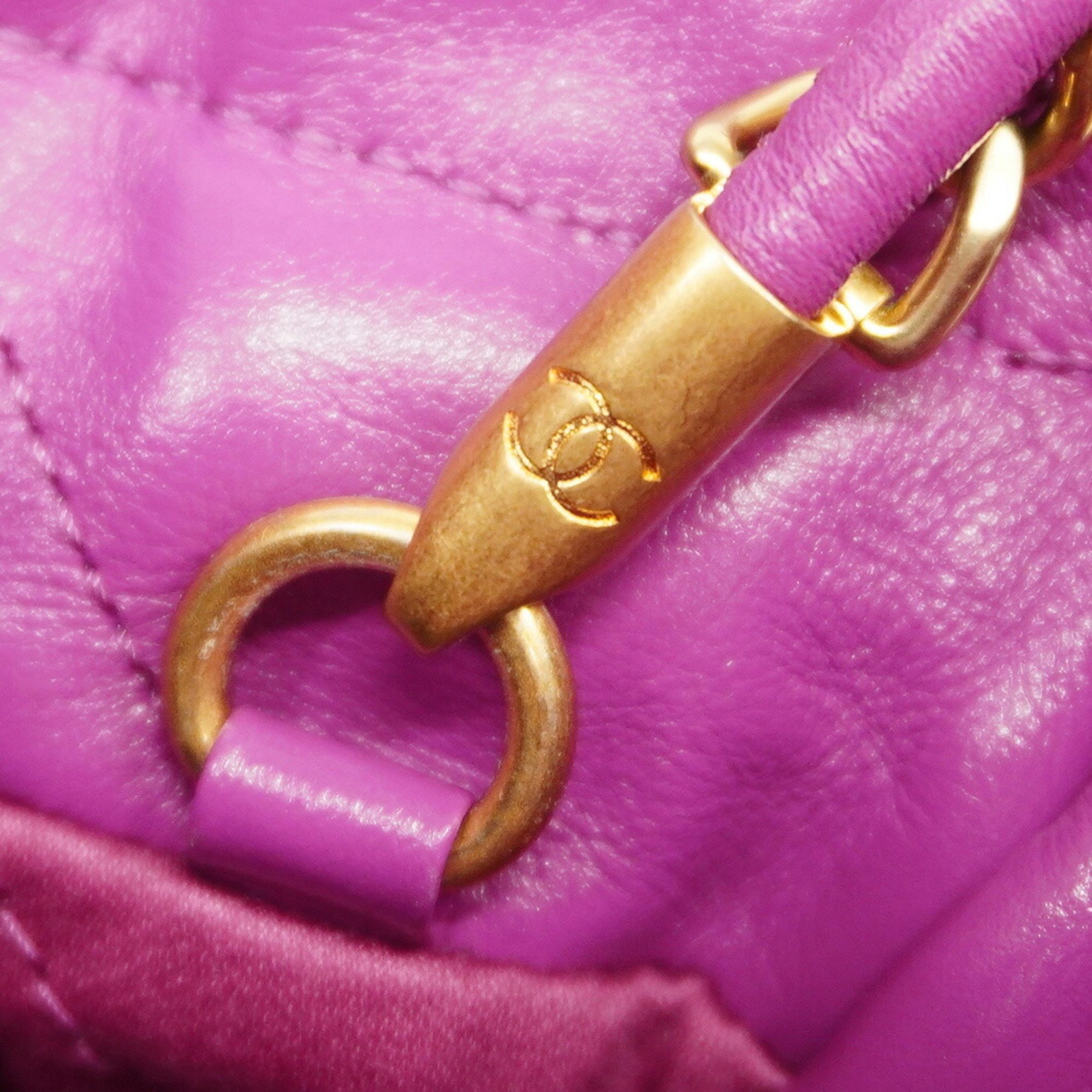 Chanel Handbag 22 Leather Purple Chain Ladies