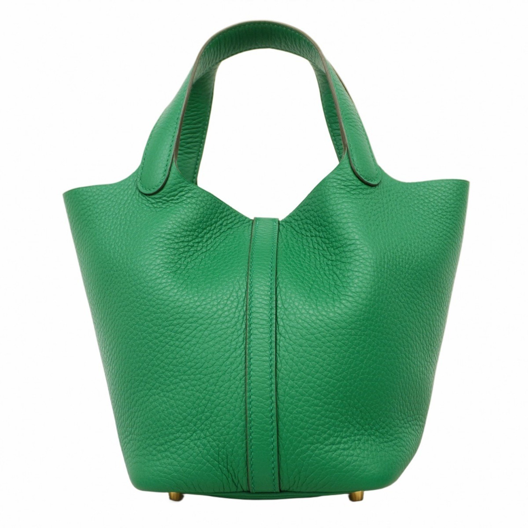 Hermes handbag Picotin Lock PM Taurillon Clemence Vert Vertigo B engraved ladies