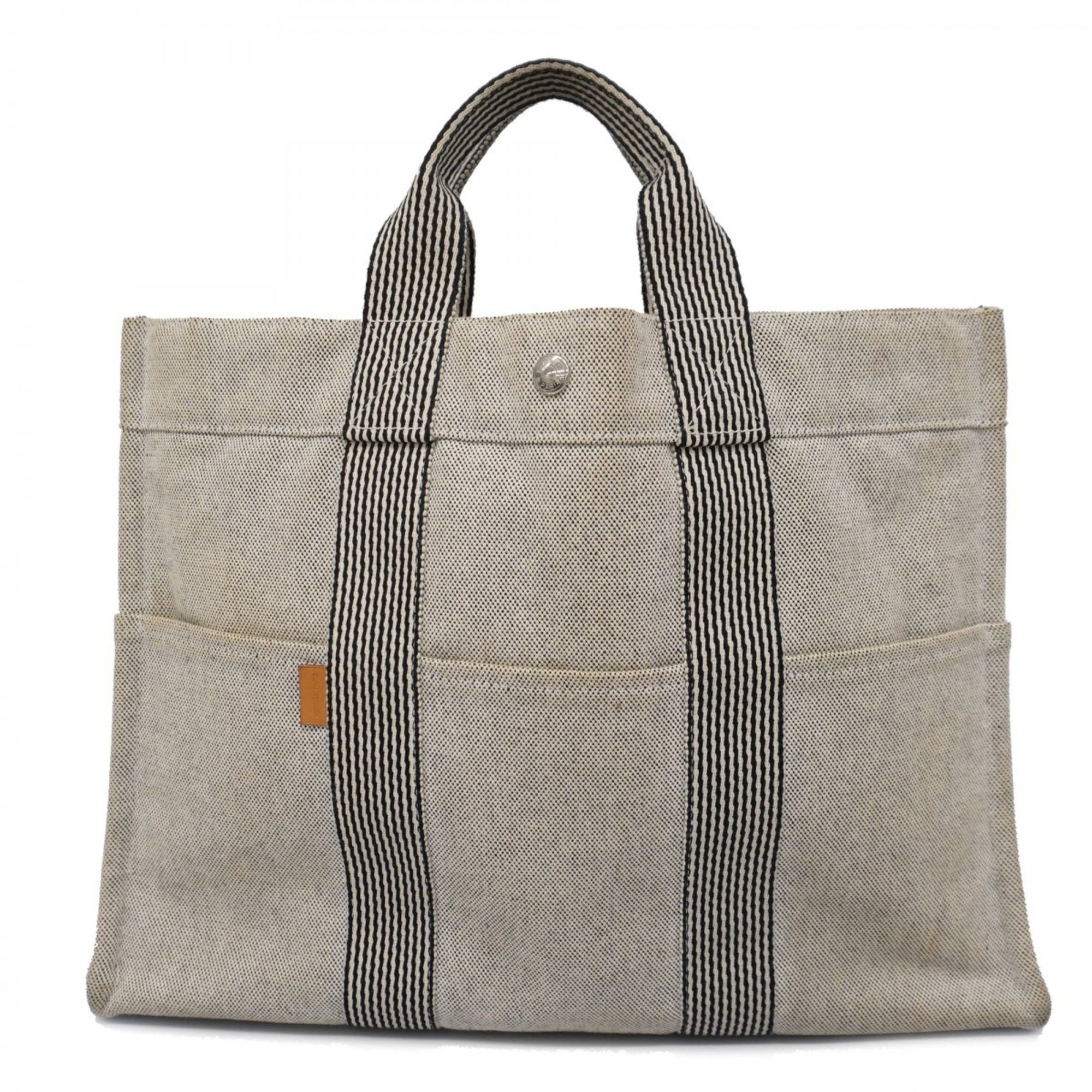 Hermes Tote Bag Foult MM Canvas Grey Women's