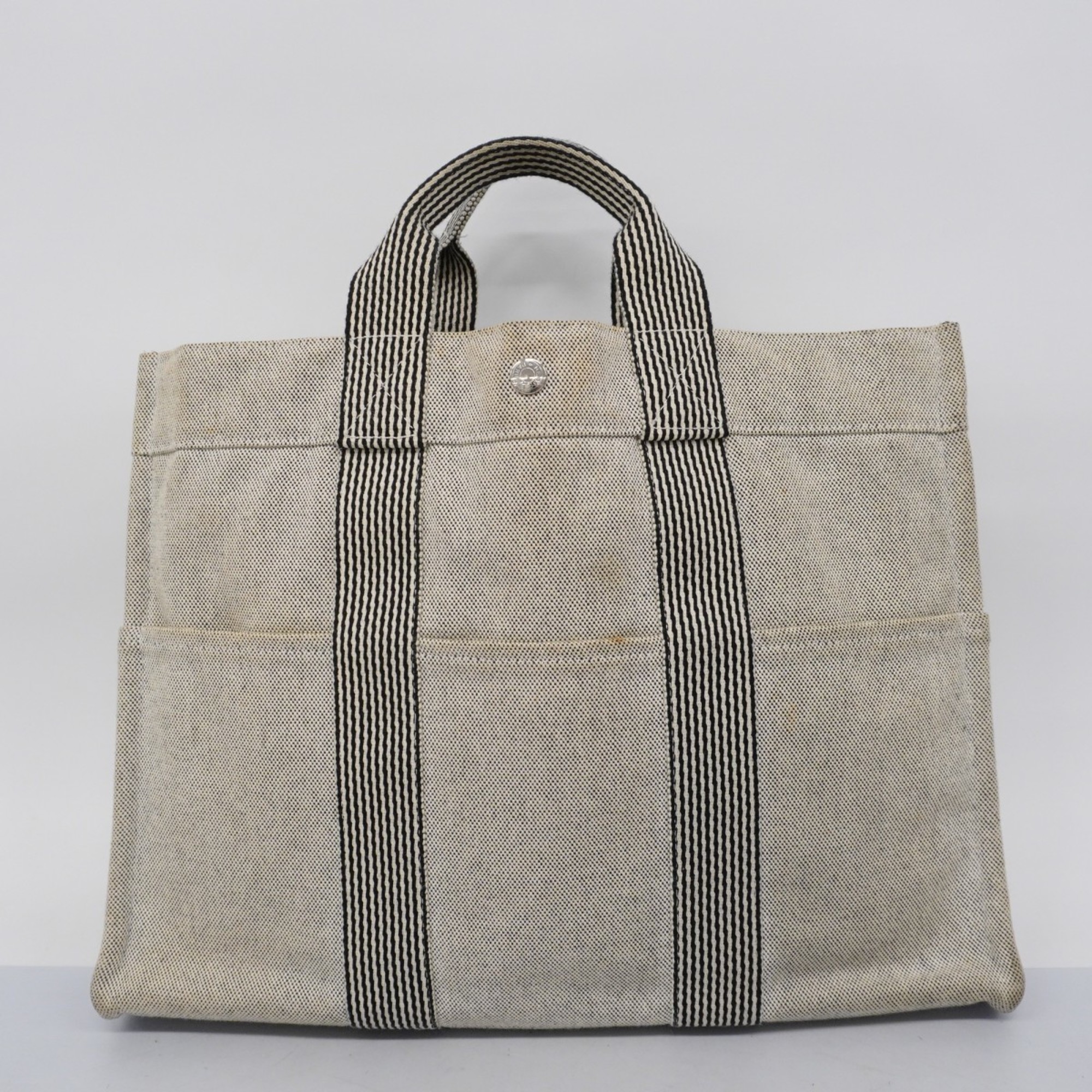 Hermes Tote Bag Foult MM Canvas Grey Women's