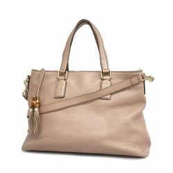 Gucci Handbag Bamboo 365346 Leather Pink Champagne Ladies