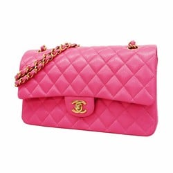 Chanel Shoulder Bag Matelasse Caviar Skin Pink Champagne Ladies