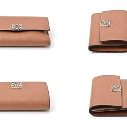 LOEWE Anagram Vertical Wallet Small Tri-fold C821S33X01 Pebble Grain Calf Tan E-156540