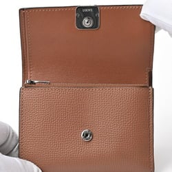 LOEWE Anagram Vertical Wallet Small Tri-fold C821S33X01 Pebble Grain Calf Tan E-156540