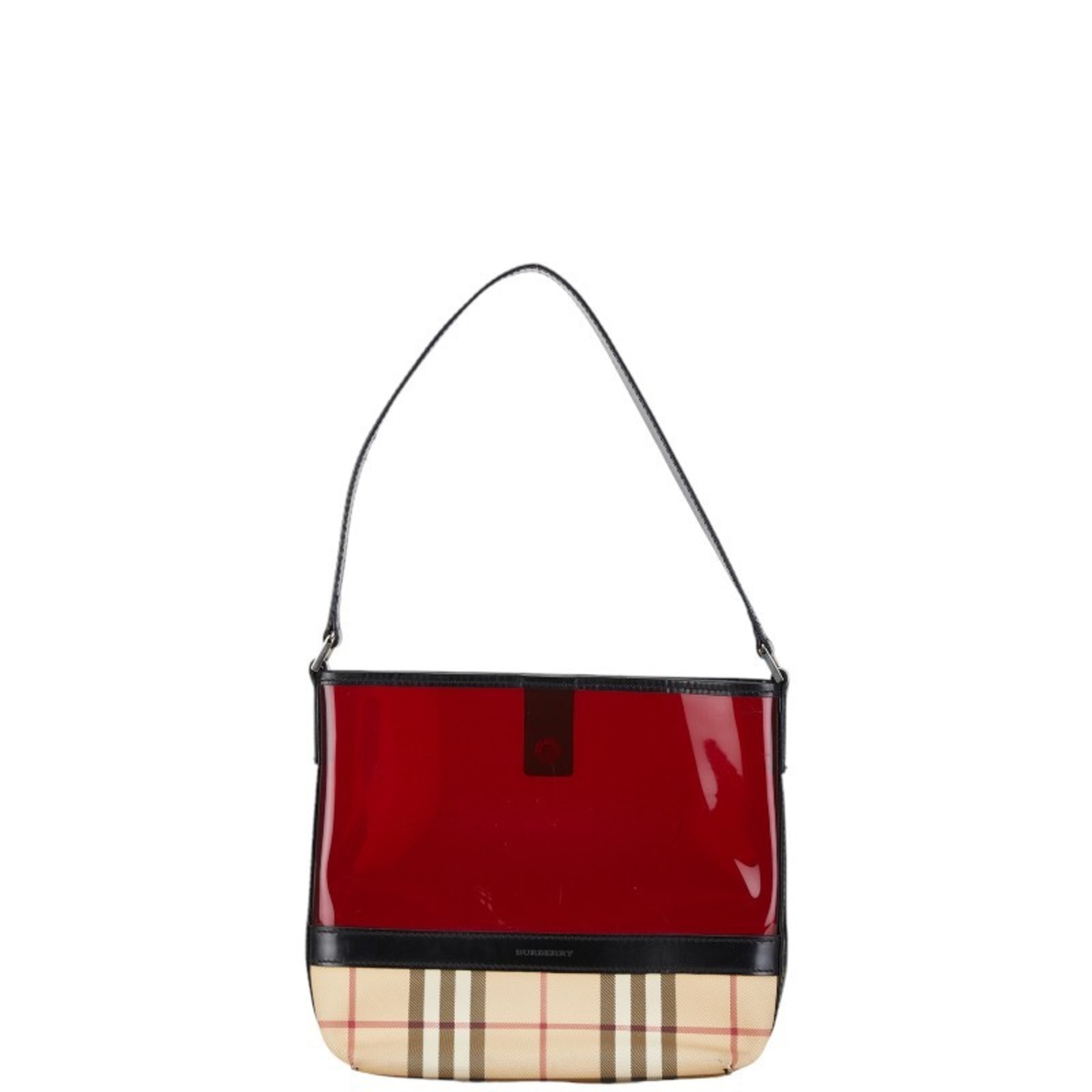 Burberry Nova Check Bag Handbag Beige Red Black PVC Vinyl Women's BURBERRY