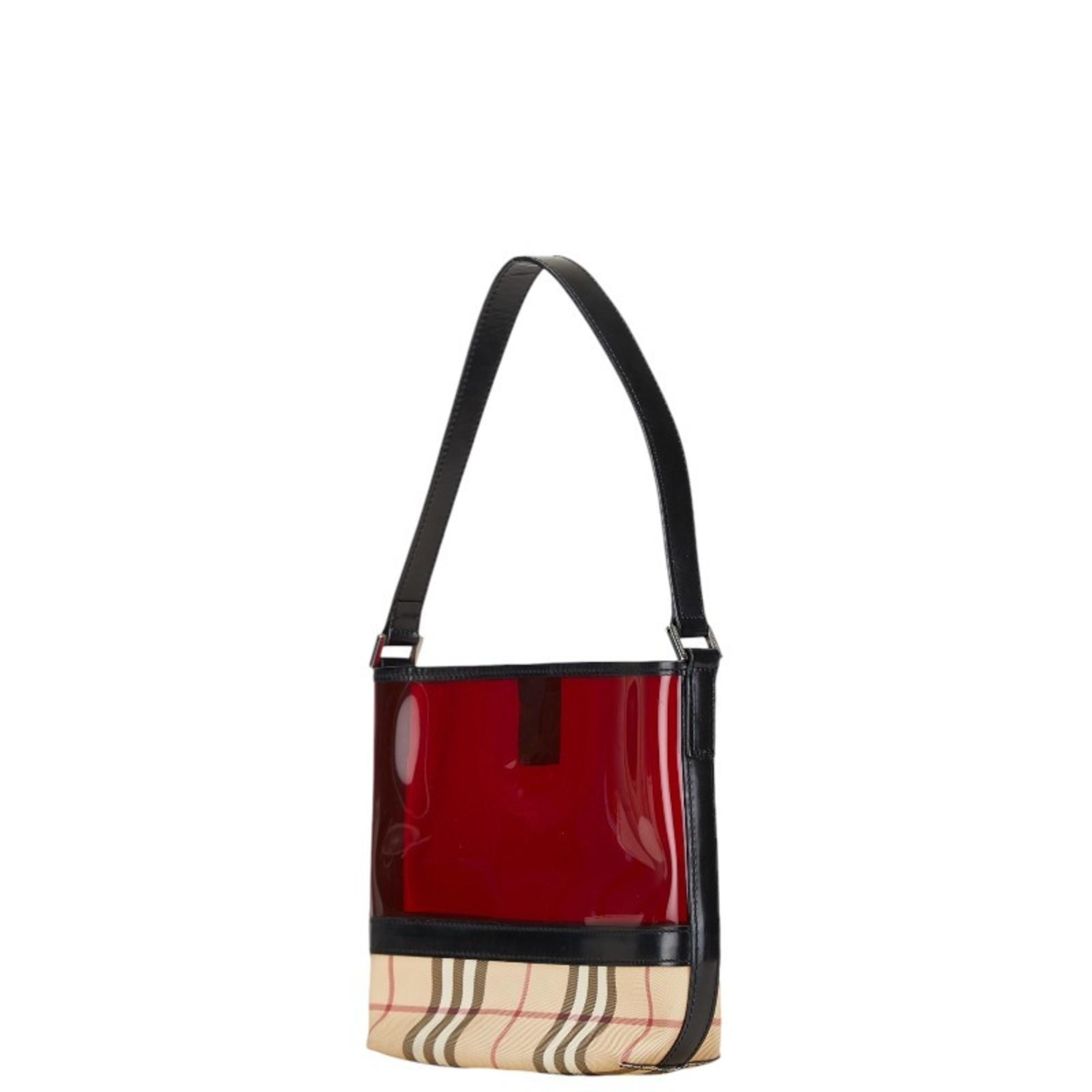 Burberry Nova Check Bag Handbag Beige Red Black PVC Vinyl Women's BURBERRY