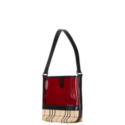 Burberry Nova Check Bag Handbag Beige Red Black PVC Vinyl Women's BURBERRY