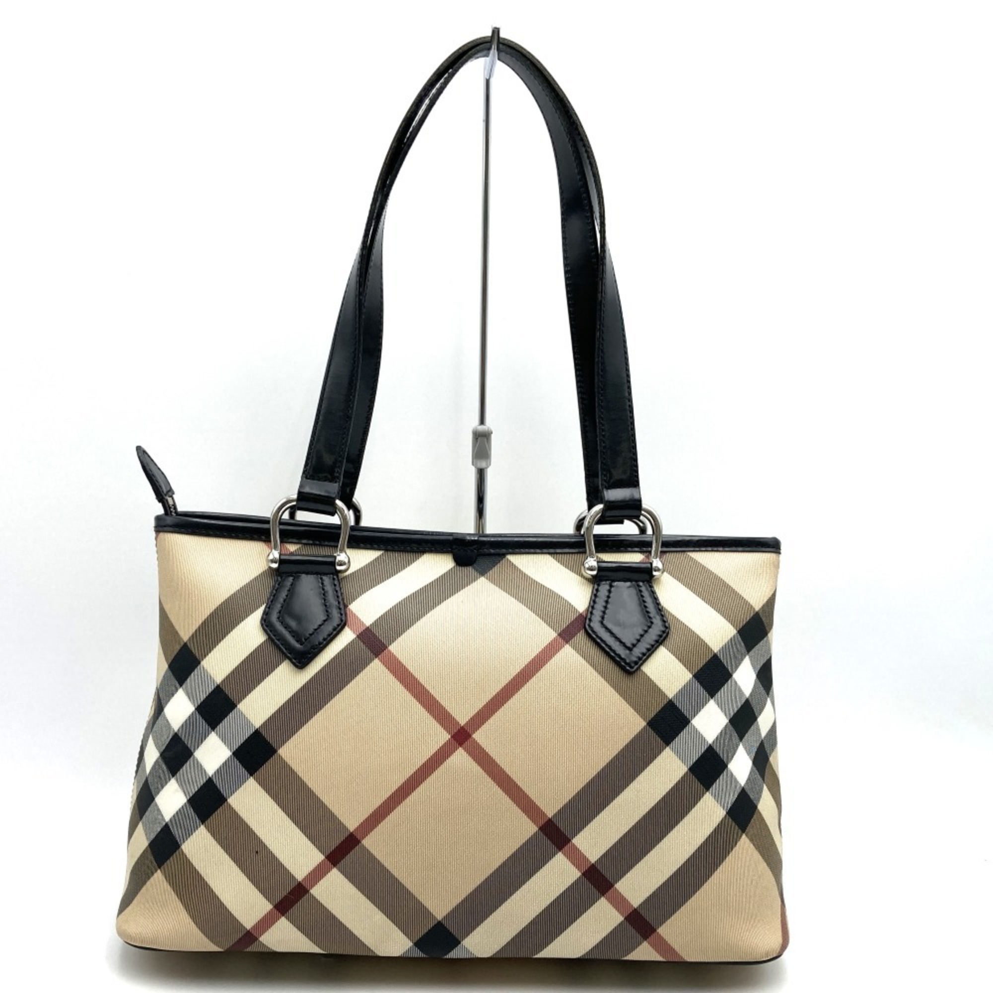 BURBERRY Nova Check Tote Bag Beige Black Women's