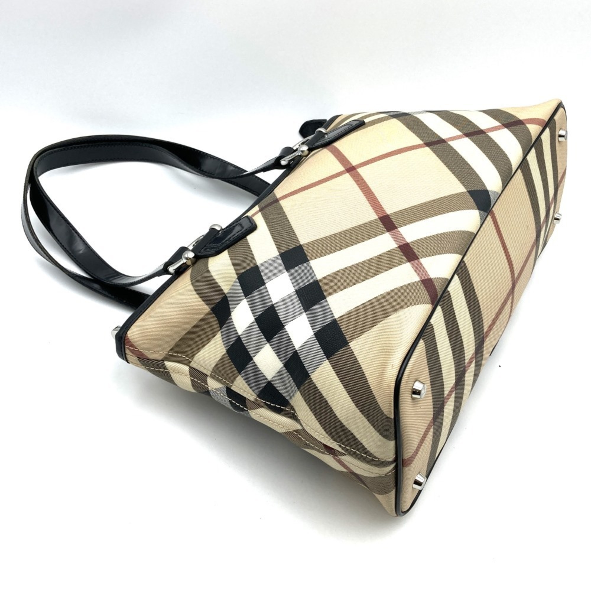 BURBERRY Nova Check Tote Bag Beige Black Women's