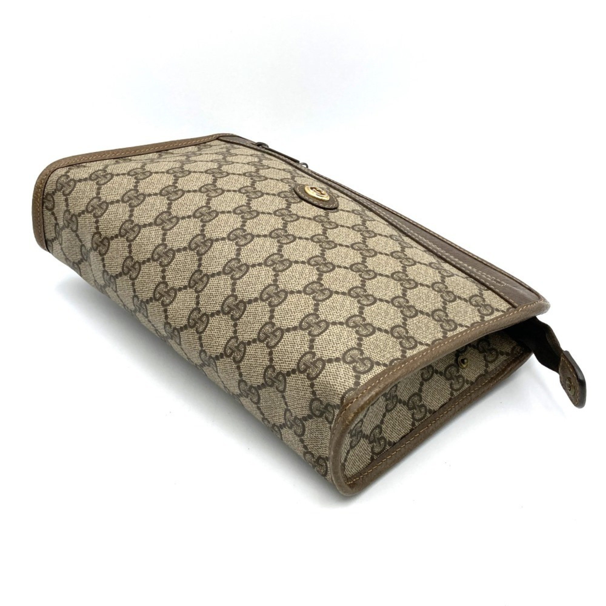 GUCCI Gucci Clutch Bag GG Supreme Canvas Old Brown 41.01.037 Women's