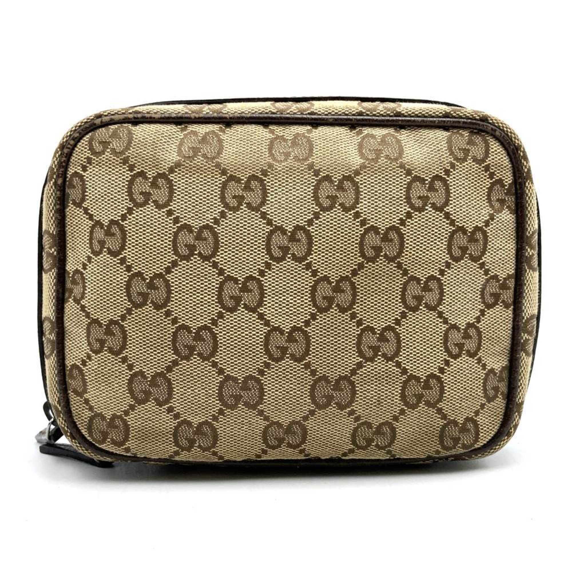 GUCCI Gucci Pouch GG Canvas Beige Brown 153129 Women's