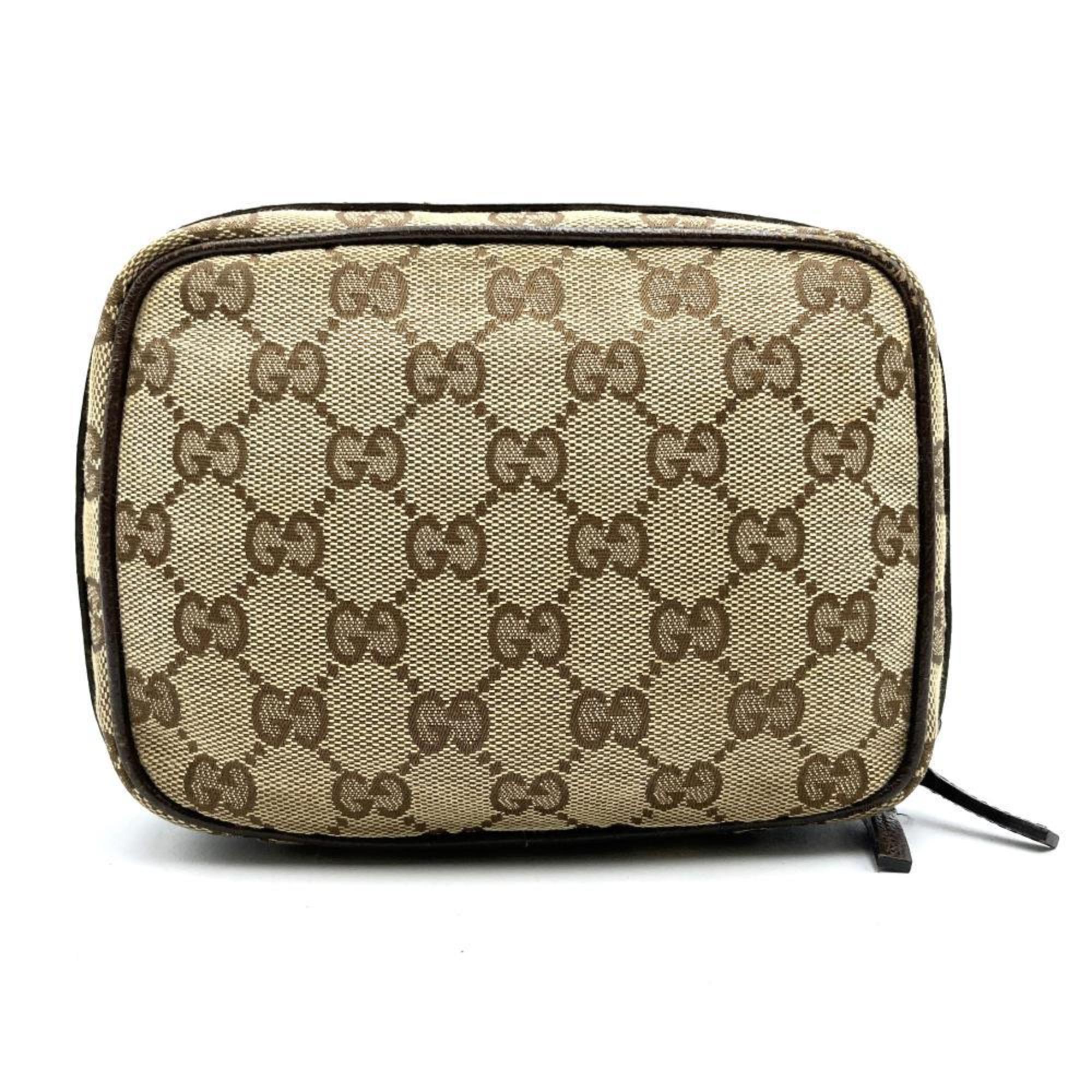 GUCCI Gucci Pouch GG Canvas Beige Brown 153129 Women's