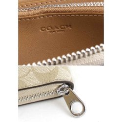 COACH Long Wallet Leather Beige Women's