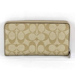 COACH Long Wallet Leather Beige Women's