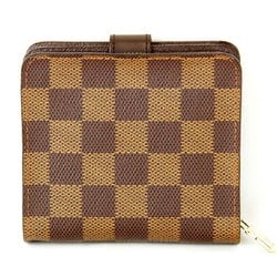 LOUIS VUITTON Compact Zip N61668 Bi-fold Wallet Damier Canvas Brown Women's